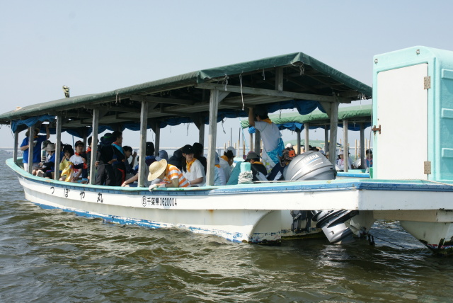 間近に見える水面に興味津々です